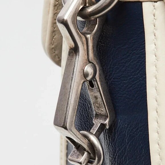 Gucci Blue/White Quilted Leather Marmont Mini Torchon Top Handle Crossbody Bag - Picture 5 of 12